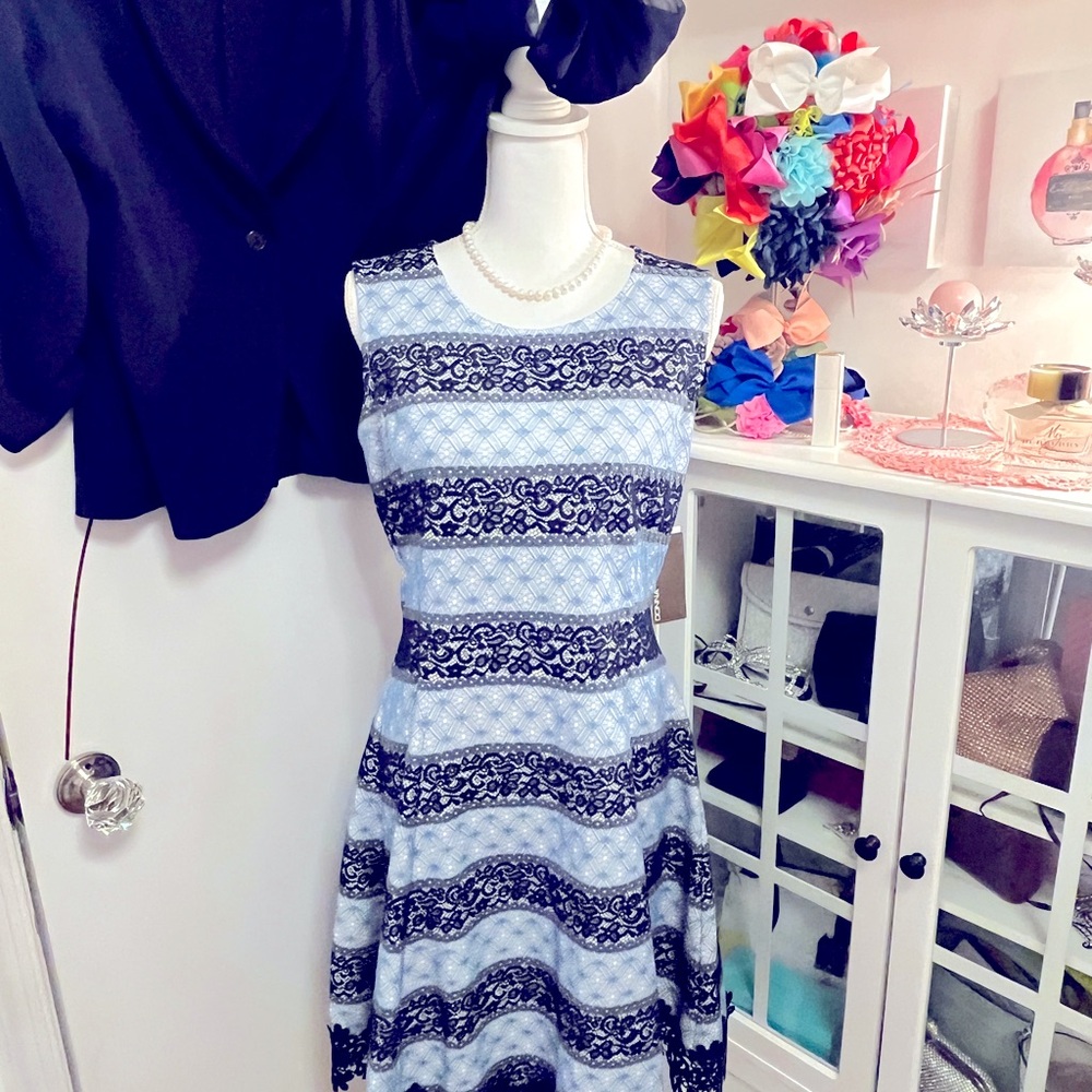 Blue Colored (Light and Navy) Short Laced Dress.